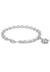 very nice tiny silver pink sapphire daisy charms babies bracelet